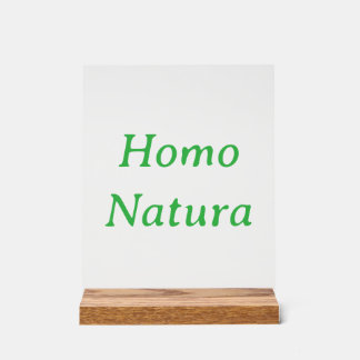 Señal Acrílica Letrero de acrílico Homo Natura con base de bloque
