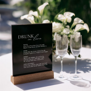 Señal Acrílica Letrero de Acrílico Negro para Menú de Bar de Boda