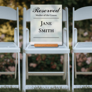 Señal Acrílica Letrero de Asiento Familiar Reservado para Boda