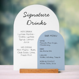 Señal Acrílica Letrero de barra de boda de arco azul personalizad