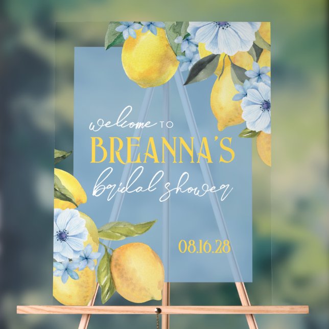 Señal Acrílica Letrero de bienvenida de acrílico con limón y flor (Neutral )