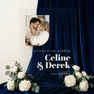 Señal Acrílica Letrero de Bienvenida de Boda Acrílico Claro Moder