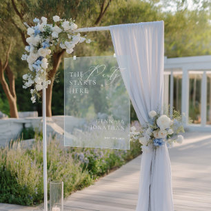 Señal Acrílica Letrero de bienvenida de boda azul acrílico transp