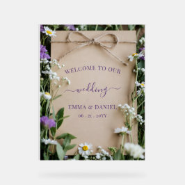 Señal Acrílica Letrero de bienvenida de boda botánica de flores s