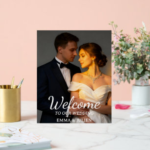 Señal Acrílica Letrero de bienvenida de boda con foto personaliza