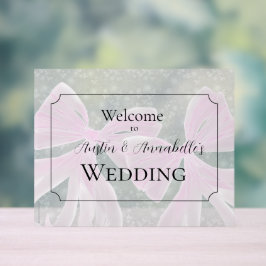 Señal Acrílica Letrero de bienvenida de boda con lazos transparen