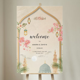 Señal Acrílica Letrero de bienvenida de boda islámica de Masjid A