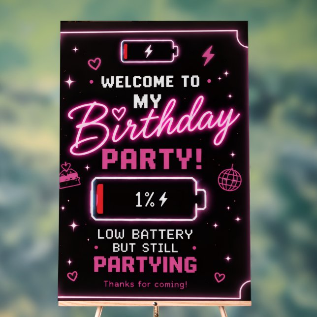 Señal Acrílica Letrero de bienvenida de cumpleaños de neón – Bate (Neutral )