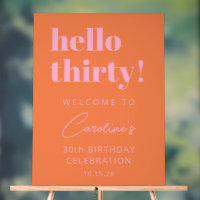 Letrero de bienvenida de cumpleaños moderno en ros