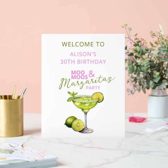 Señal Acrílica Letrero de bienvenida de cumpleaños MooMoos y Marg (Boda)