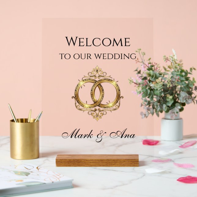 Señal Acrílica Letrero de Bienvenida para Boda Moderna (Boda)