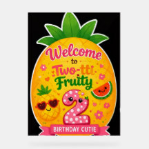 Letrero de bienvenida Two-tti Fruity para cumpleañ