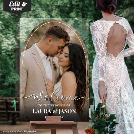 Señal Acrílica Letrero de Boda con Foto Personalizada, Bienvenida