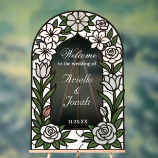 Señal Acrílica Letrero de Boda de Vidrio Teñido Elegante - Hecho 