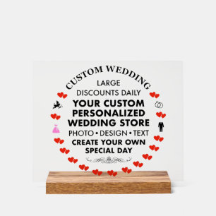 Señal Acrílica Letrero de Boda Personalizado 8" x 10" con Soporte
