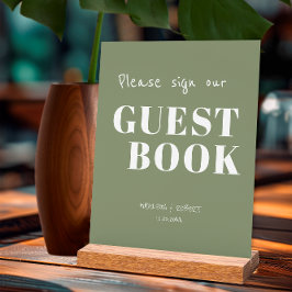 Señal Acrílica Letrero de Boda Verde Sage Moderno Nuestro Libro d