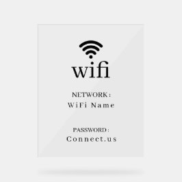 Señal Acrílica Letrero de contraseña de red Wi-Fi minimalista
