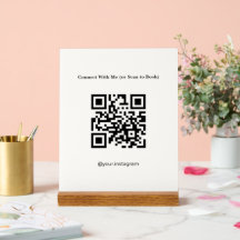 Letrero de escritorio de acrílico con código QR de