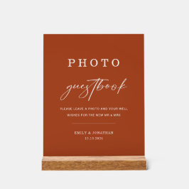 Señal Acrílica Letrero de Libro de Firmas de Fotos de Boda Boho d