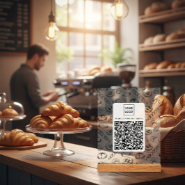 Señal Acrílica Letrero de mesa con código QR de patrón de panader