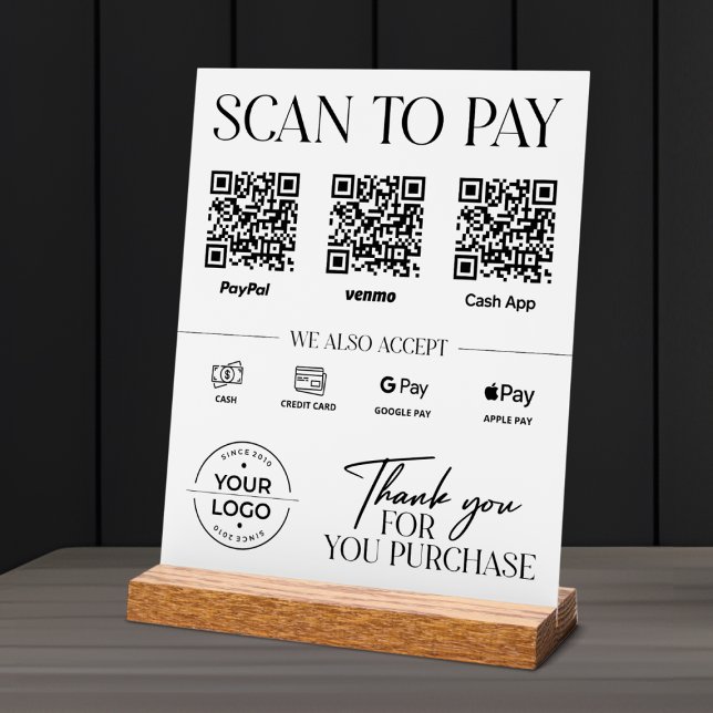 Señal Acrílica Letrero de pago de escaneo moderno: PayPal, Venmo, (Subido por el creador)