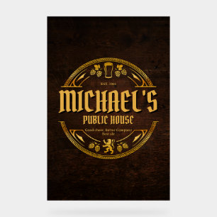 Señal Acrílica Letrero de Pub Vintage Personalizado de Acrílico P