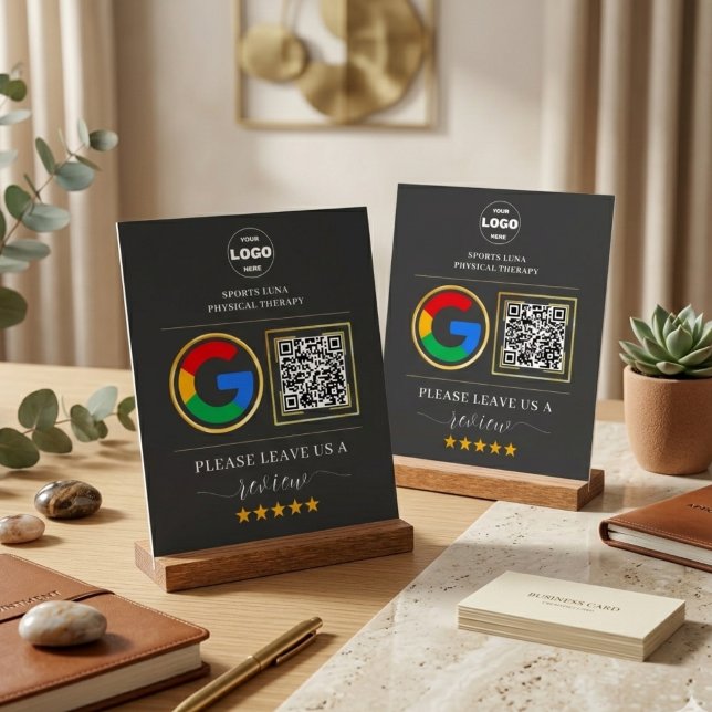 Señal Acrílica Letrero de reseña de negocio personalizado con cód (Custom Business Review Sign with QR Code & Logo
)