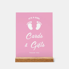 Señal Acrílica Letrero de tarjetas y regalos para baby shower ros