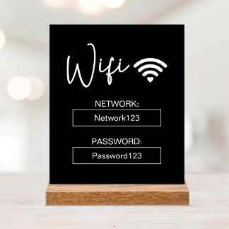 Señal Acrílica Letrero de Wifi Contraseña de Wifi de Acrílico Neg