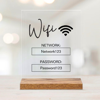 Señal Acrílica Letrero de Wifi Contraseña de Wifi de Acrílico par