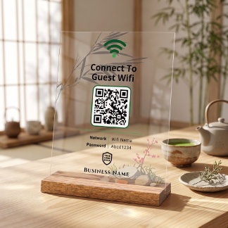 Señal Acrílica Letrero de Wifi para Invitados de Jardín Zen Japon