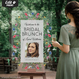 Señal Acrílica Letrero personalizado para Brunch Nupcial Floral, 