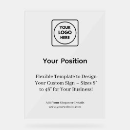 Señal Acrílica Letrero Promocional Negro con Logotipo de Empresa 