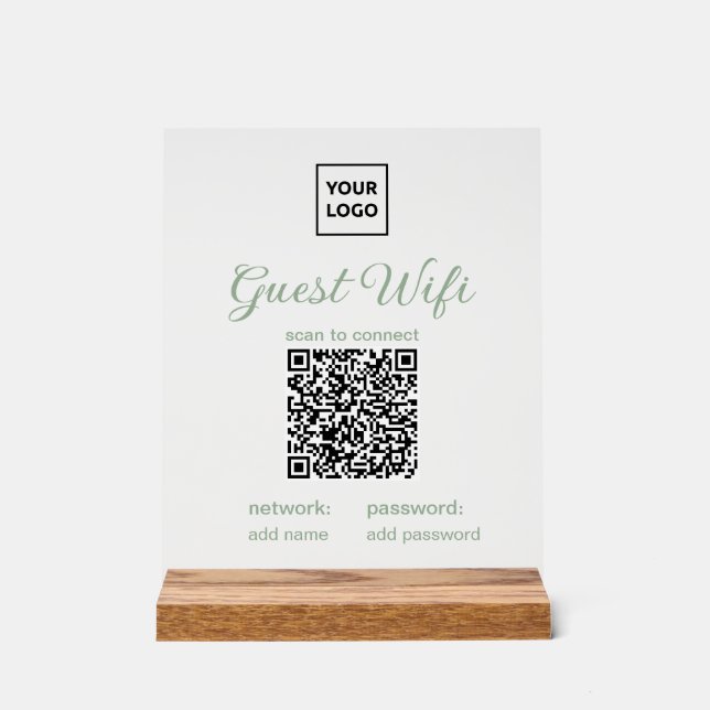 Señal Acrílica Letrero transparente de WiFi para invitados con có (Anverso)