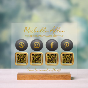 Señal Acrílica Letreros Acrílicos de Códigos QR de Redes Sociales