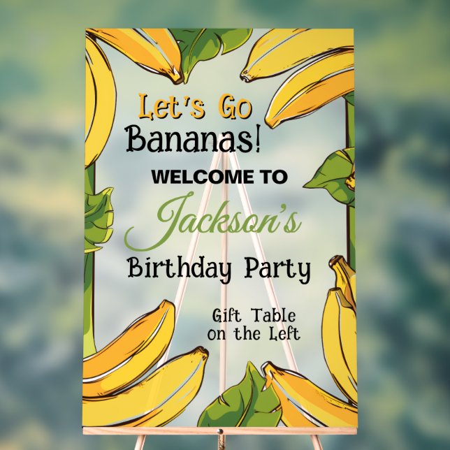 Señal Acrílica Let's Go Bananas Any Age Birthday Party (Neutral )