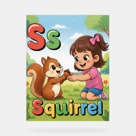 Señal Acrílica Letter S Alphabet Poster  S is for Squirrel – Cute