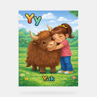 Señal Acrílica Letter Y Alphabet Poster – Y is for Yak