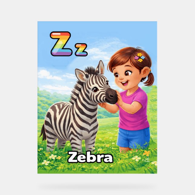Señal Acrílica Letter Z Alphabet Poster – Z is for Zebra (Anverso)