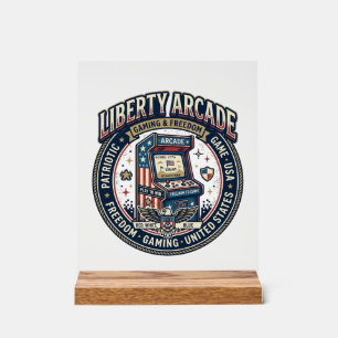 Señal Acrílica Liberty Arcade Patriótico Patriótico Arcade Gamer 