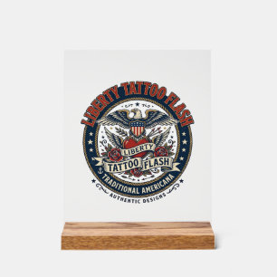 Señal Acrílica Liberty Tattoo Flash Patriótico Tatuaje Patriótico