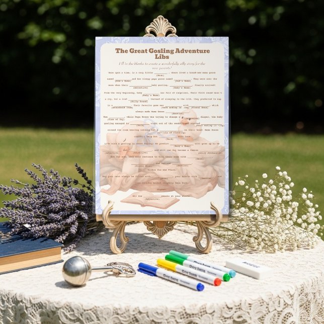 Señal Acrílica Libreta de Acuarela de Gansito Azul para juego de  (Blue Goose Libs Baby Shower Group game Acrylic Acrylic Sign)