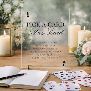 Señal Acrílica Libro de firmas de boda Elige una tarjeta, cualqui