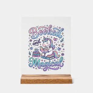 Señal Acrílica Libro de Unicornio y Tipografía de Idea de Regalo