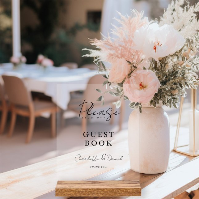 Señal Acrílica Libro de visitas de Bodas de escritura mínima mode (Subido por el creador)