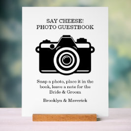 Señal Acrílica Libro de visitas de cabina de fotos de boda
