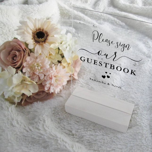 Señal Acrílica Libro de visitas mínimo de caligrafía para la boda (Subido por el creador)