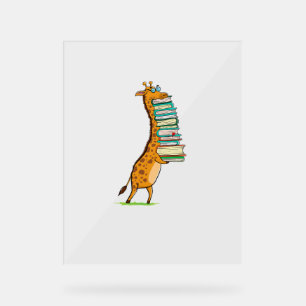 Señal Acrílica Libro divertido leyendo jirafa me encanta mi bibli