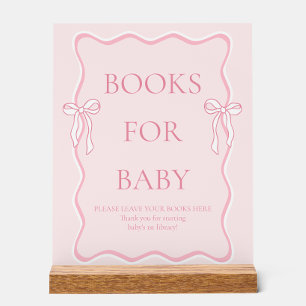 Señal Acrílica Libros de Baby Shower de color rosa para bebé