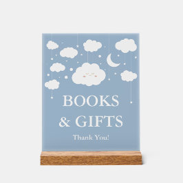Señal Acrílica Libros y regalos de Baby Shower de Blue Cloud 9